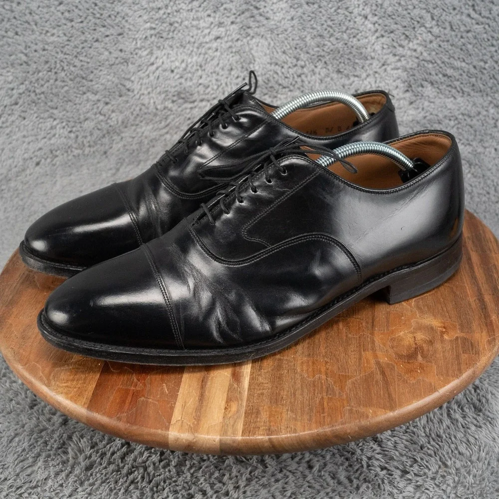 Johnston & Murphy Melton Optima Dress Shoes Mens 10.5 D/B Leather Cap Toe Black